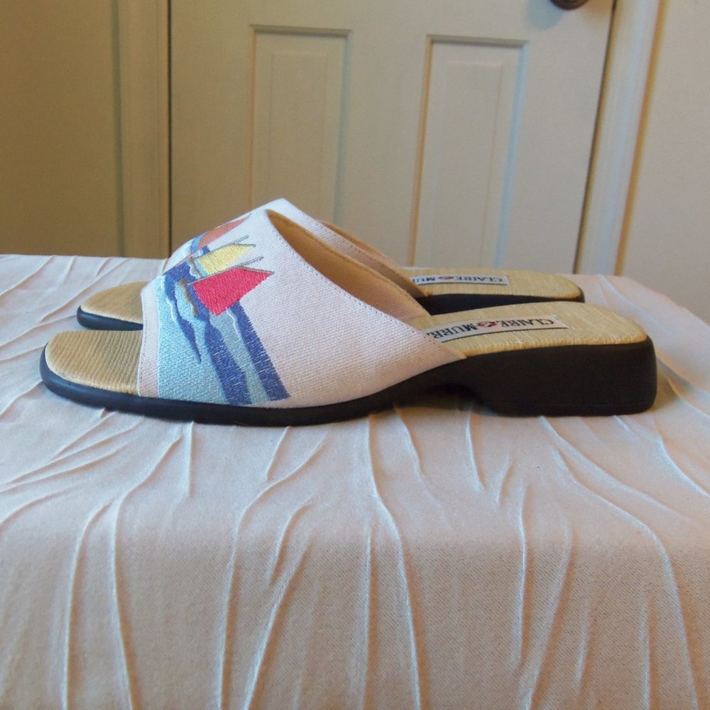 RARE DISCONTINUED Claire Murray Embroidered Sailboat Sandals New sz 8 - Picture 5 of 10